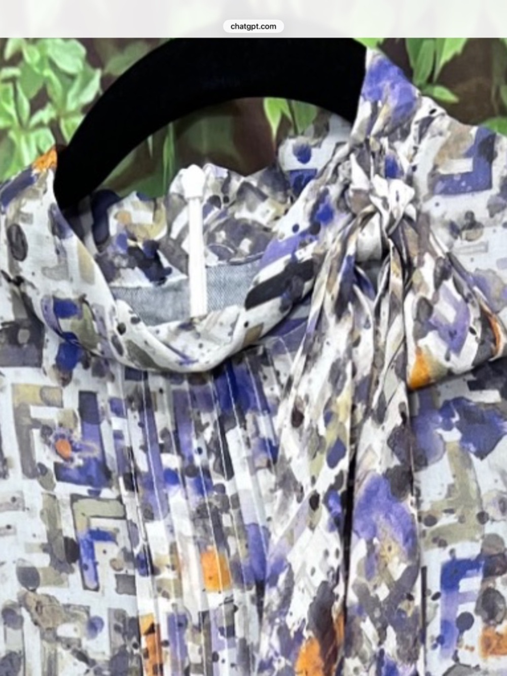 VINTAGE AUTHENTIC FENDI Watercolor Silk Abstract Blouse, XS - Picture 13 of 16